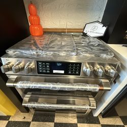 GE Café Double Oven Gas Stove In Stainless Steel 