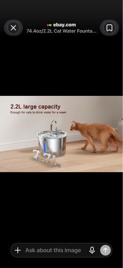 2.2L Stainless Steel Cat Water Fountain