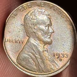 1933-D UNCIRCULATED LINCOLN WHEAT CENT! MINT LUSTER! MS RB