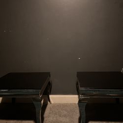 black/silver glass side tables