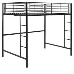 Walker Edison Full Size Urban Industrial Metal Loft Bed Black And White