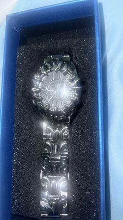Black Ornate Engraved Metal Watch
