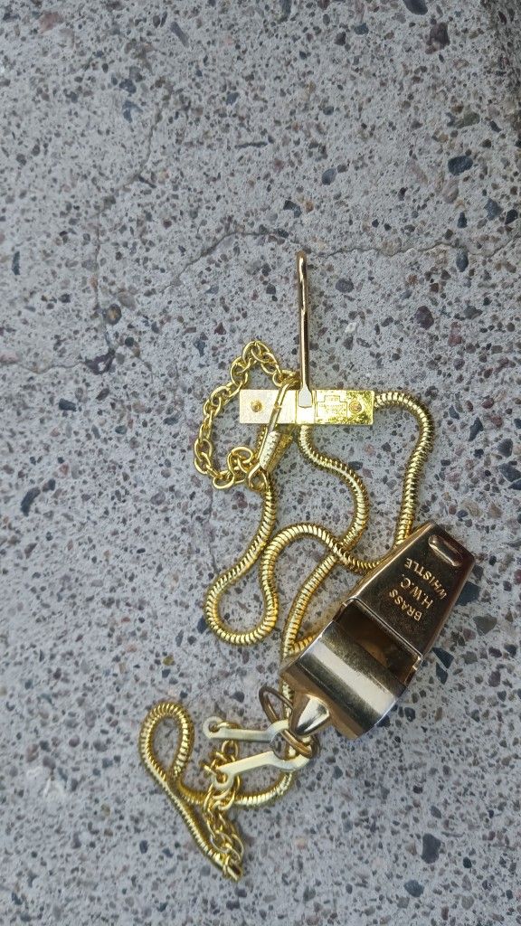 Vintage Gold Tone Brass H.w.c. Collectible Cork Ball Whistle