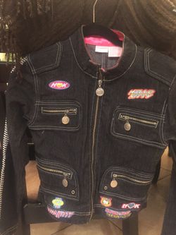 One of a kind Hello Kitty Jean Racer Jacket
