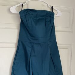 French Connection Strapless Fitted Dress In Dark Teal