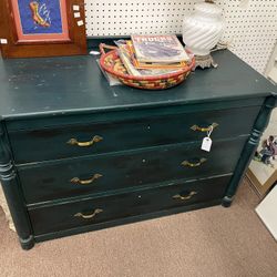 Antique Dark Green Solid Wood Dresser