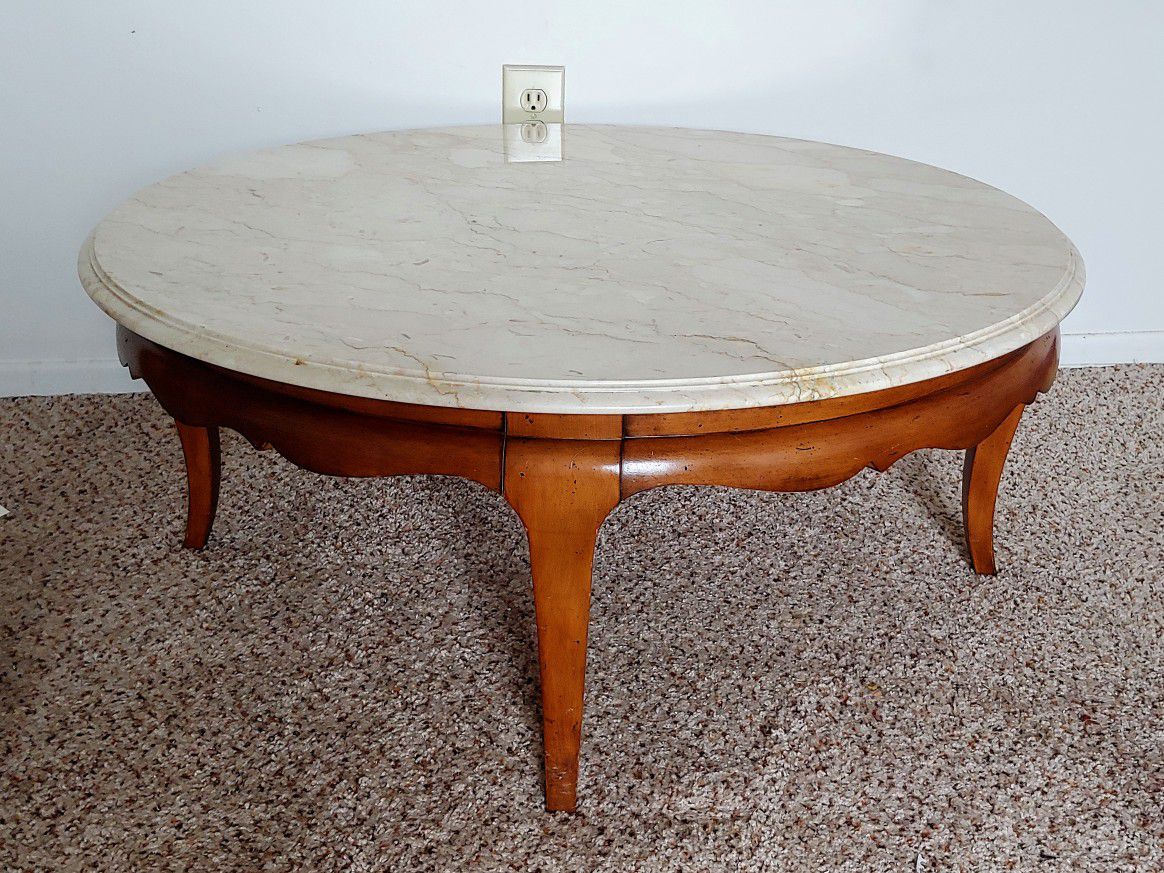Antique Marble/Wood Coffee Table