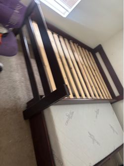 Full bed frame with twin trundle