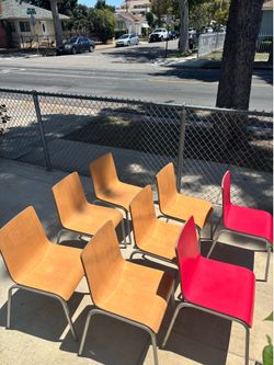 Wooden Chairs with Metal Frame