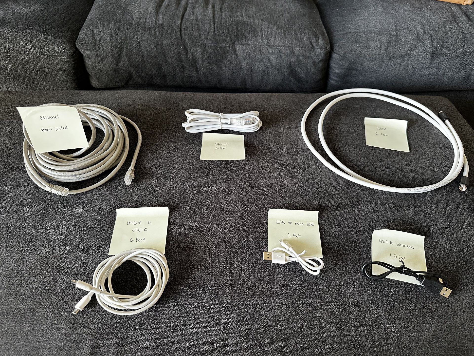 Electronics Cables Ethernet, USB, Coax, USB-C, Micro-USB