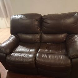 Leather Reclining Couch With USB Hookup