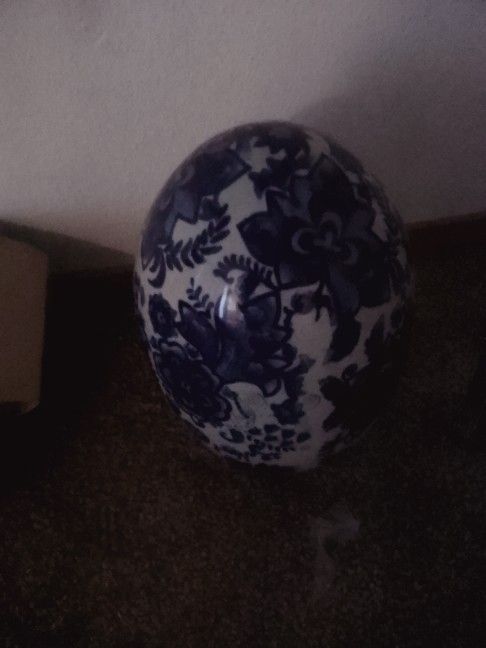 1960 Chinoiserie Blue And White Egg Numbered