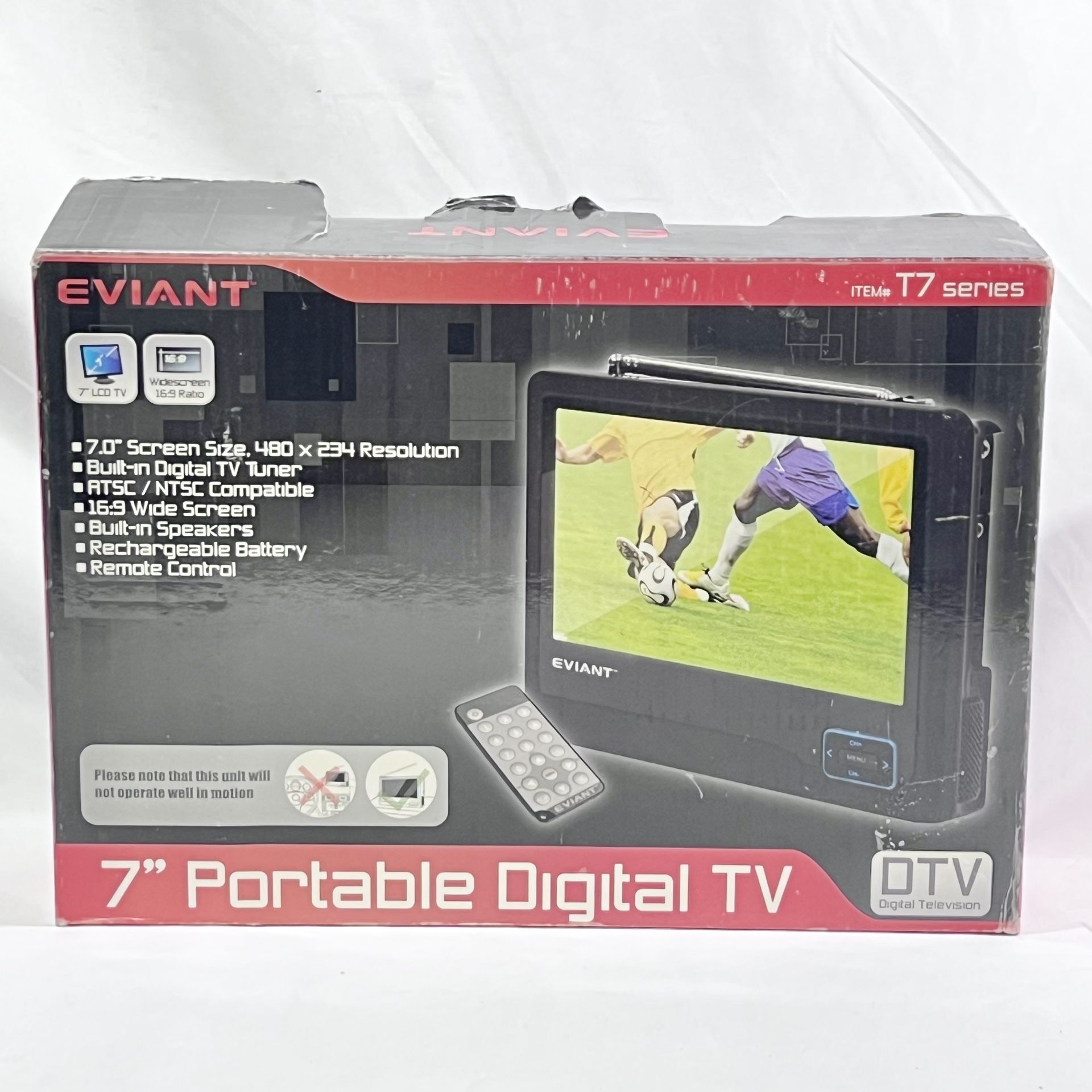 Eviant 7” Portable Digital TV with Control Antenna Accessories T7 Series