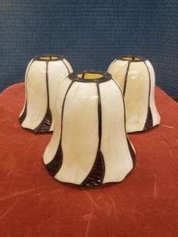 Set-3 Rare Caramel Amber Slag Glass Pendants