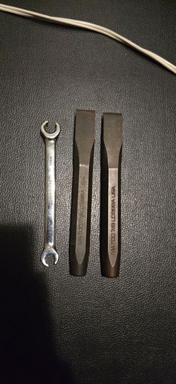 Matco Tools Chisels (2)  7/8  LC288A and Matco10mm 12mm Open Ended 6 Point Flare Nut Line Wrench USA