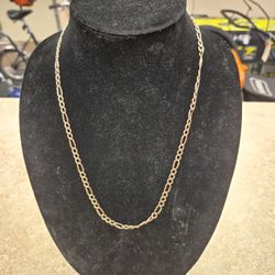 10k Yellow Gold Figaro Link Necklace 23"