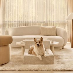 NEW Cream Sherpa Teddy Dog Bedframe Pillow + Sham