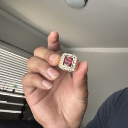 Gold Ruby Ring With Moissanite