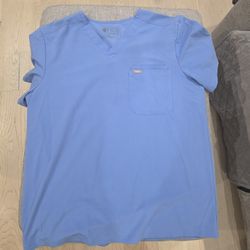 FIGS Men's Large Technical Scrub Top, light blue / ceil, Style FM1500