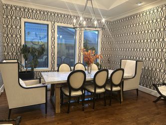 Set Of 6 Black & White Dinning Chairs - Moving Must Go