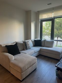 Ashley - Double Chaise, Cream U-shaped Sectional