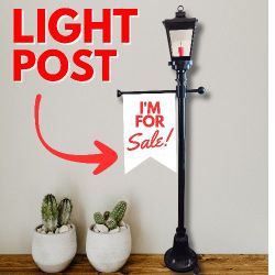 Indoor/Outdoor Black Lamp Post w/ Illuminating Light w/ Flagpost
