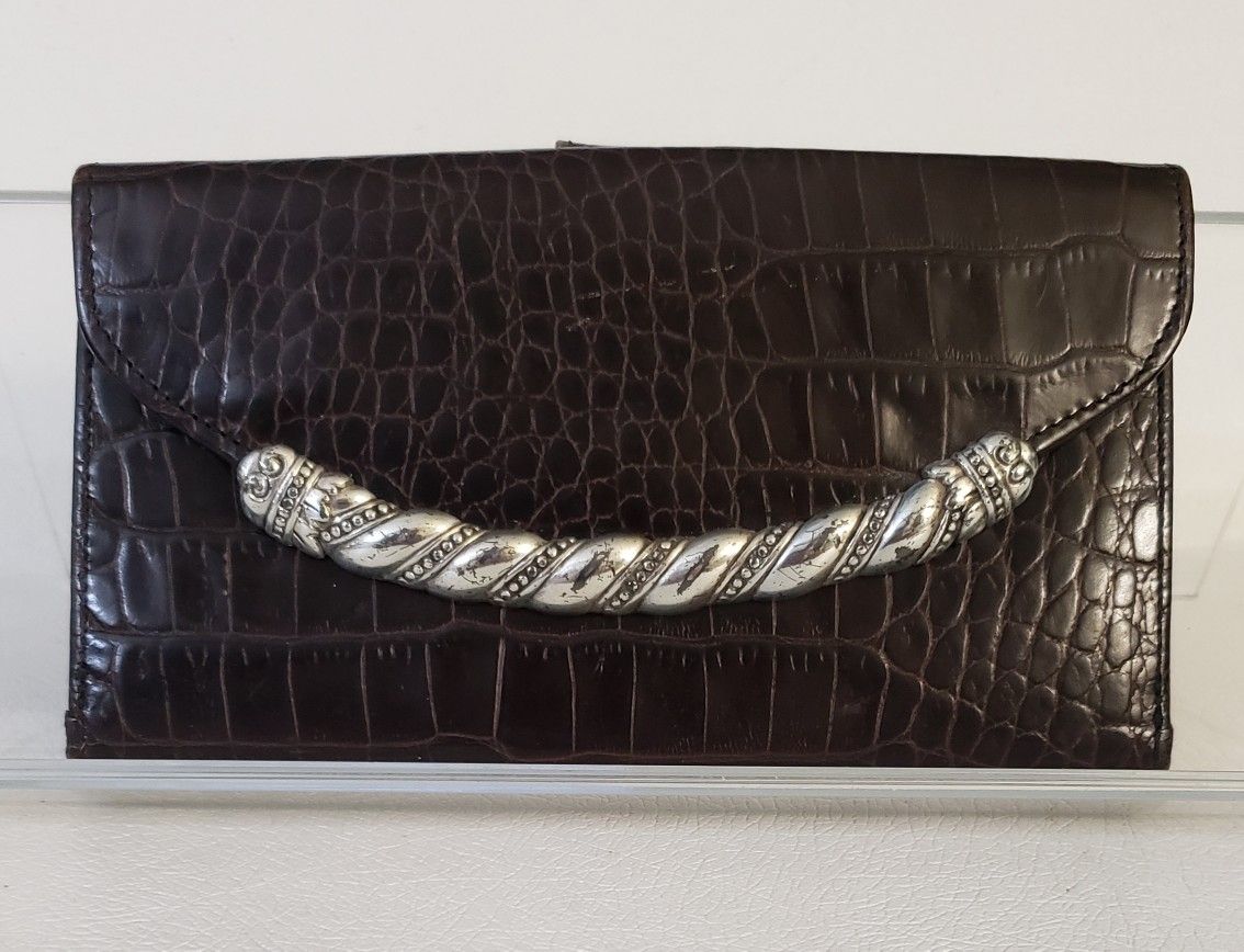 Brighton Brown Leather Croc Bifold Wallet