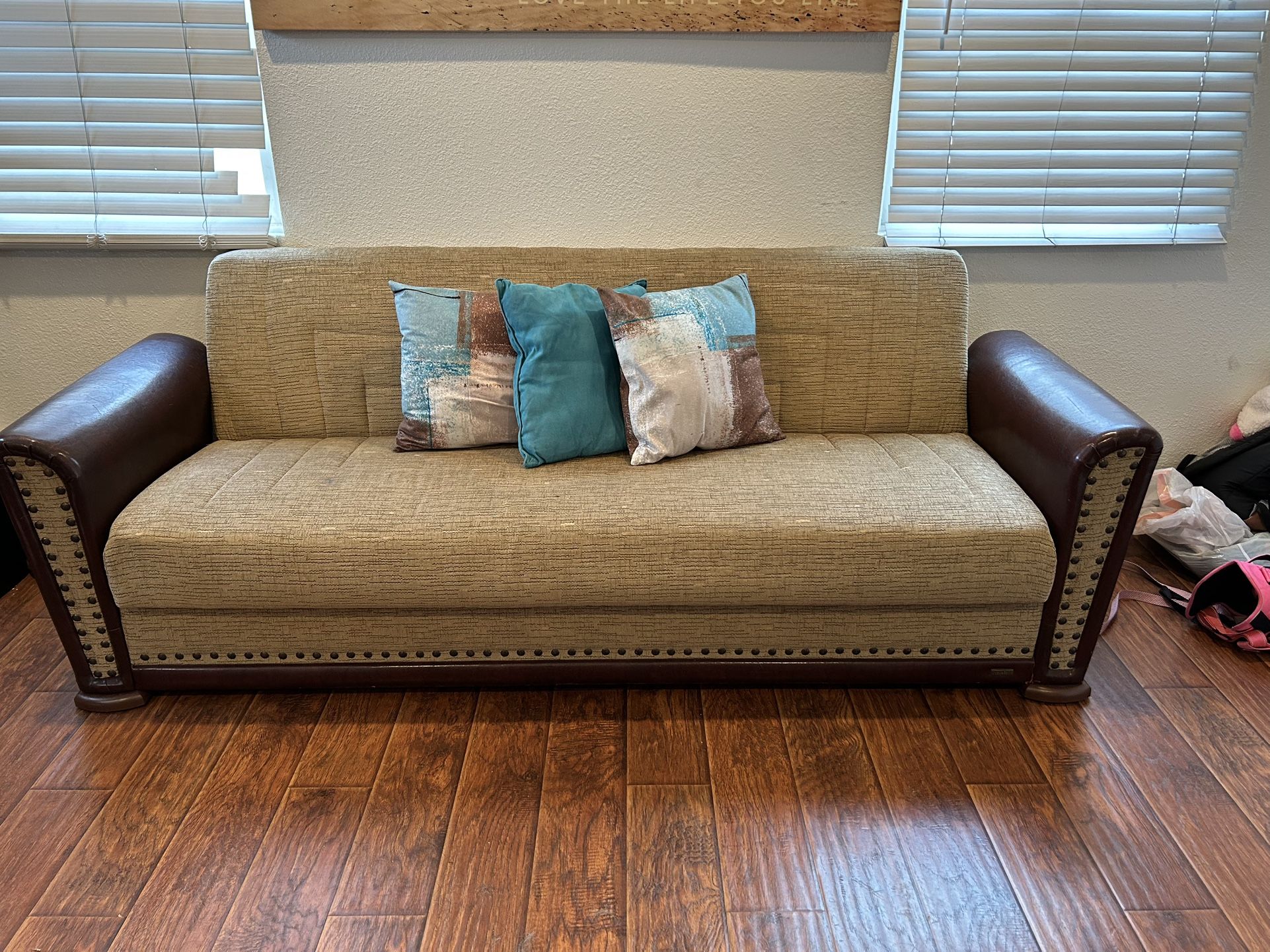 Futon With Storage (brown And Tan)