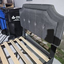 Dark Grey Twin Bed Frame With Headboard 