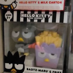 Hello Kitty and Friends Flocked Figures Badtz-Maru and Fries Set. New In Box