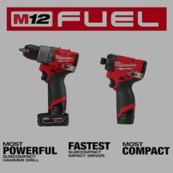 M12 FUEL 12-Volt Lithium-Ion Brushless Cordless Hammer Drill and Impact Driver Combo Kit w/2 Batteries and Bag