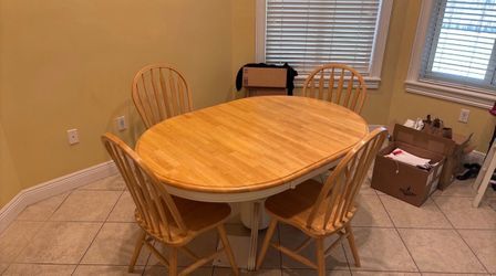 Solid Wood Oval Dining Table Set with 4 Chairs - Great Condition
