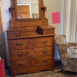 Very antique oak dresser. Beautiful!