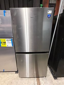New open box Midea Stainless steel bottom freezer refrigerator