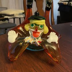 Gorgeous Vintage Colorful Murano Art Glass Venetian Clown Ashtray Figurine Bowl Trinket Dish