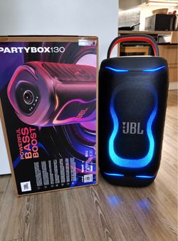 JBL PartyBox 130 – 200W Portable Party Speaker w/ AI Sound Boost, Dual Mic & Guitar Inputs, 15-Hour Battery