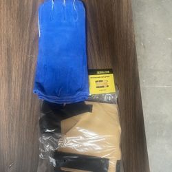 New leather  Fire Resistant welding gloves Plus Bonus leather welding knee pads apron