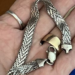 Vintage Sterling Silver Mesh Bracelet 