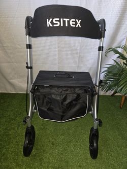 Rollator Walker for Seniors, Rolling Walker with Backrest 300lbs, Folding Walking Aid with Seat, Andador