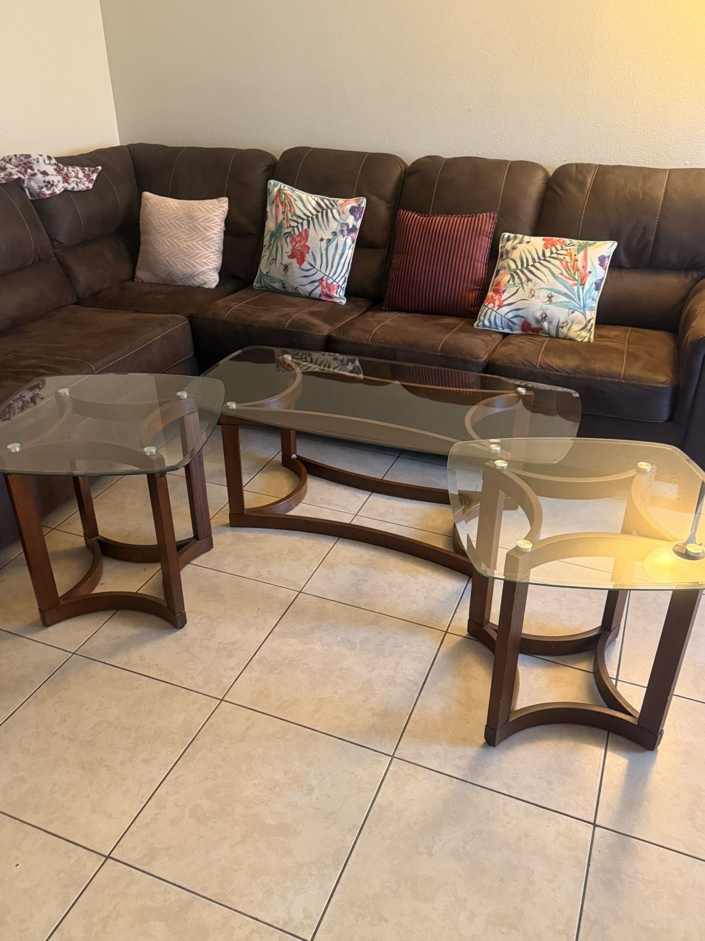 Glass Coffee & End Table Set