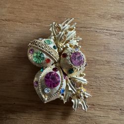 Vintage Pretty Rhinestone Holiday Brooch