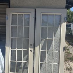 62”x80” WOOD FRENCH DOORS