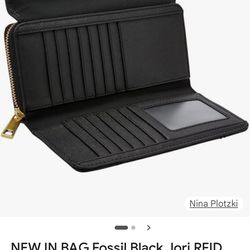 Fossil Black Leather Clutch NEW IN WRAPPER