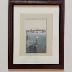 Beautiful Framed And Signed Bird Sitting On Dock Wall Decor For Home Office Or Camper. 