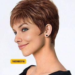 Short Auburn Layered Straight Synthetic Wig Natural Style #16E080316