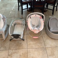 Too Baby Bouncers W/ Music & Vibration, Infant Bassinet, And Never Used Baby Bath