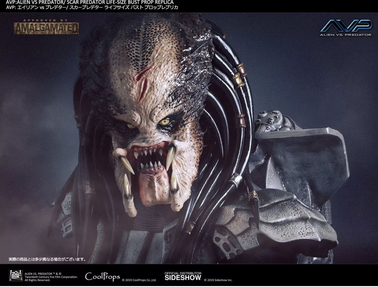 SIDESHOW COOLPROPS AVP SCAR PREDATOR LIFE-SIZE BUST PROP REPLICA STATUE FIGURE - Hot Toys - Prime 1