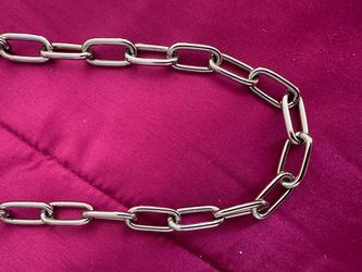 steel metal link chain necklace which you can slip over your head -approx 32” around.