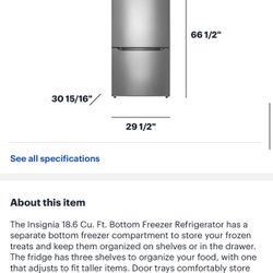 Refrigerator Brand: Insignia 18.6 Cu Ft Bottom Freezer Refrigerator