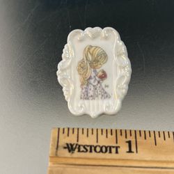 1997 Precious Moments Porcelain Brooch Pin Iridescent Blonde Girl Profile